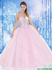 Beautiful Sweetheart Pink Quinceanera Gowns with Beading