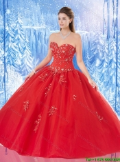 Best Selling Appliques Red Quinceanera Gowns with Beading