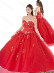 Best Selling Appliques Red Quinceanera Gowns with Beading