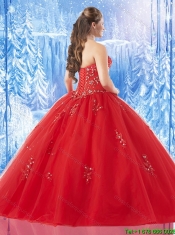 Best Selling Appliques Red Quinceanera Gowns with Beading