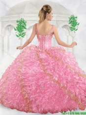 Cheap Beading and Ruffles Sweet 16 Dresses with Straps for Summer