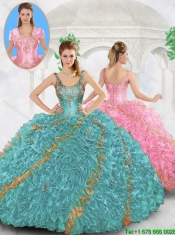 Cheap Beading and Ruffles Sweet 16 Dresses with Straps for Summer