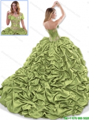 Discount Appliques 2016 Quinceanera Dresses with Brush Train