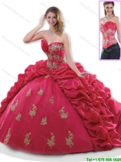 Discount Appliques 2016 Quinceanera Dresses with Brush Train