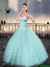 Elegant Aqua Blue Sweetheart Quinceanera Dresses with Beading
