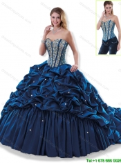 Elegant Beading and Pick Ups Quinceanera Dresses in Navy Blue 243.21
