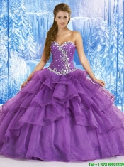 Elegant Purple Sweet 16 Dresses with Beading and Ruffles