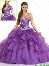 Elegant Purple Sweet 16 Dresses with Beading and Ruffles