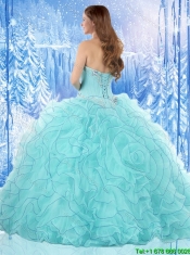 Exclusive Ruffles and Beading Quinceanera Dresses in Aqua Blue