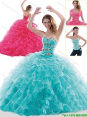 Fashionable Brush Train Beading and Ruffles Sweet 16 Dresses