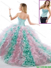 Fashionable Multi Color Quinceanera Gowns with Brush Train