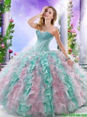 Fashionable Multi Color Quinceanera Gowns with Brush Train