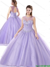 Fashionable Scoop Beading Quinceanera Dresses in Lavender