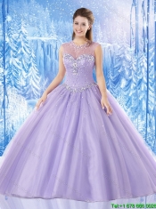 Fashionable Scoop Beading Quinceanera Dresses in Lavender