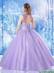 Fashionable Scoop Beading Quinceanera Dresses in Lavender
