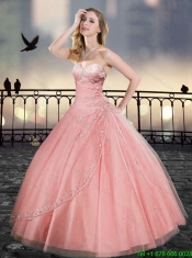 Fashionable Sweetheart Beading Quinceanera Gowns in Watermelon