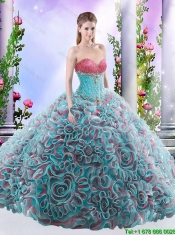 Gorgeous Beaded Brush Train Sweet 16 Dresses in Multi Color