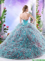 Gorgeous Beaded Brush Train Sweet 16 Dresses in Multi Color