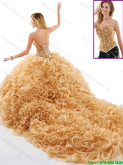 Gorgeous Beading and Ruffles Quinceanera Dresses with Chapel Train