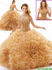 Gorgeous Beading and Ruffles Quinceanera Dresses with Chapel Train