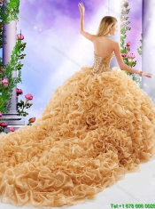 Gorgeous Beading and Ruffles Quinceanera Dresses with Chapel Train