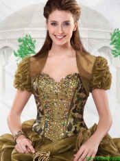 Gorgeous Olive Green Sweetheart Quinceanera Gowns with Court Train