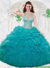 Latest Ball Gown Bateau Ruffles Quinceanera Dresses with Beading