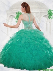 Latest Ball Gown Bateau Ruffles Quinceanera Dresses with Beading