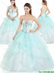 Latest Ruffles and Beading Sweet 16 Dresses in Apple Green