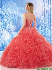 Lovely Sweetheart Beading Quinceanera Dresses in Coral Red