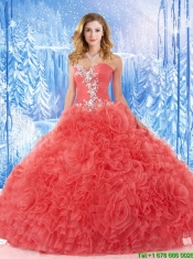 Lovely Sweetheart Beading Quinceanera Dresses in Coral Red