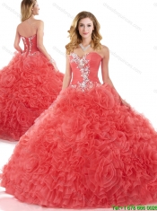 Lovely Sweetheart Beading Quinceanera Dresses in Coral Red