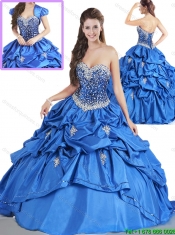 Luxurious Blue Quinceanera Dresses with Beading and Pick Ups Luxurious Blue Quinceanera Dresses with Beading and Pick Ups