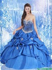 Luxurious Blue Quinceanera Dresses with Beading and Pick Ups