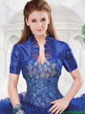 Luxurious Royal Blue Sweetheart Quinceanera Gowns with Brush Train