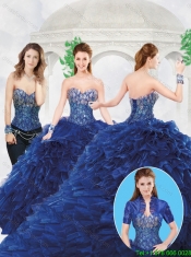Luxurious Royal Blue Sweetheart Quinceanera Gowns with Brush Train Luxurious Royal Blue Sweetheart Quinceanera Gowns with Brush Train