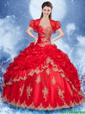 New Arrivals Appliques Red Quinceanera Gowns with Sweetheart