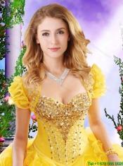 New Style Beading Sweet 16 Dresses with Rolling Flowers