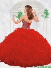 New Style Red Sweet 16 Gowns with Beading and Ruffles