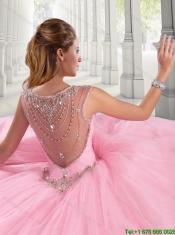 New Style Scoop Beading Quinceanera Dresses with Side Zipper