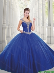 New Style Scoop Beading Quinceanera Dresses with Side Zipper