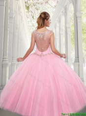 New Style Scoop Beading Quinceanera Dresses with Side Zipper