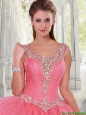 New Style Scoop Beading Quinceanera Dresses with Side Zipper