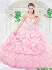 Newest Sweetheart Beading Pink Quinceanera Gowns for 2016