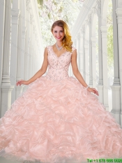 Perfect Beading V Neck Quinceanera Gowns with Pick Ups