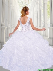 Perfect Beading V Neck Quinceanera Gowns with Pick Ups