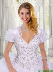 Perfect Beading V Neck Quinceanera Gowns with Pick Ups