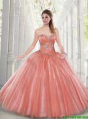 Popular Ball Gown Watermelon Quinceanera Gowns with Beading