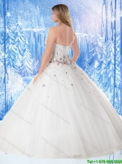 Popular Beading and Appliques Quinceanera Dresses in White