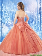 Popular Rust Red Quinceanera Dresses with Beading and Bowknot